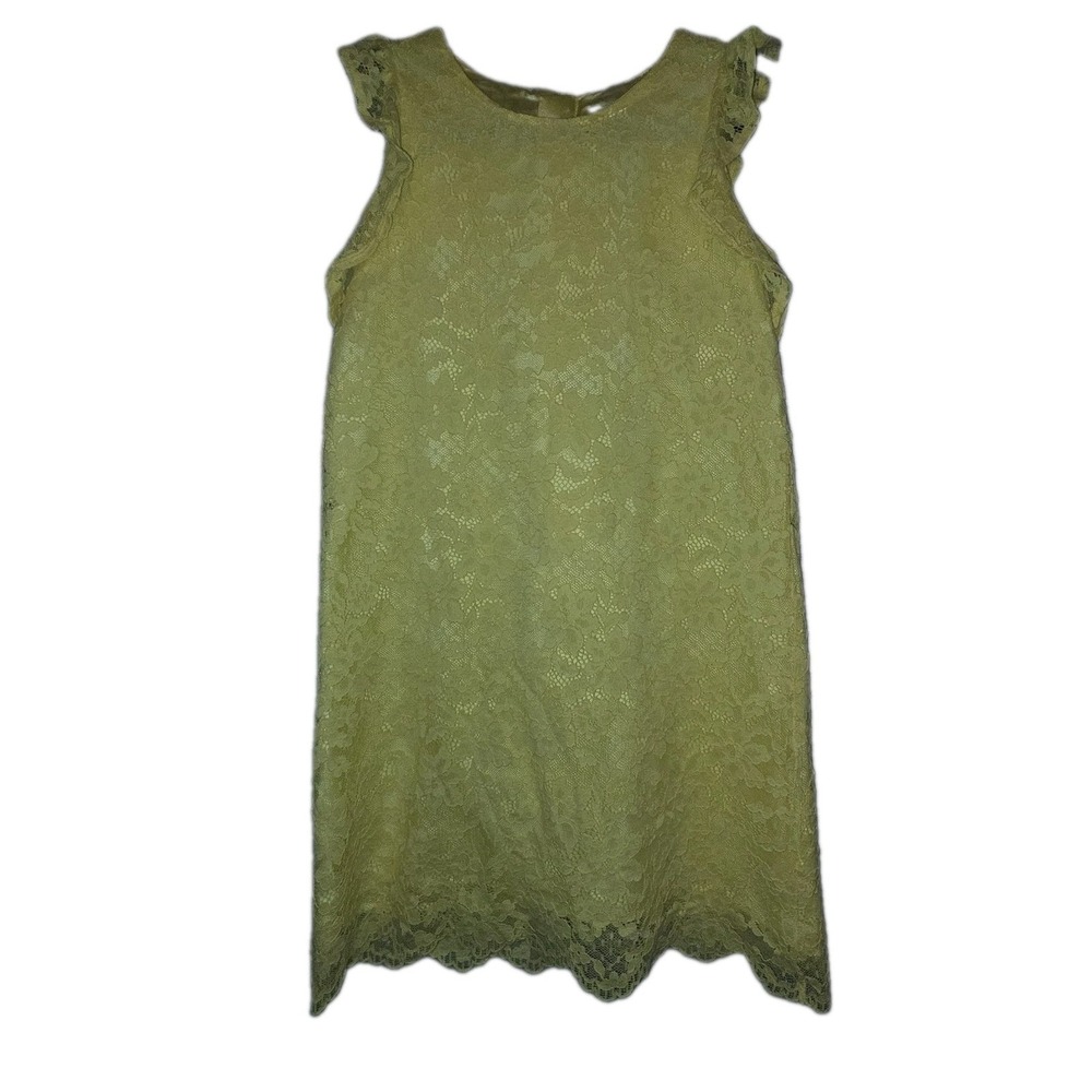 Childrens Place Floral Lace Shift Dress Girls 14 Yellow Layered Short Sleeve - Picture 2 of 9